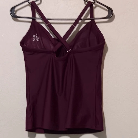 Athleta Twister Tankini Swim Tank Cross Back Burgundy Berry Sz36B/C - Picture 4 of 13